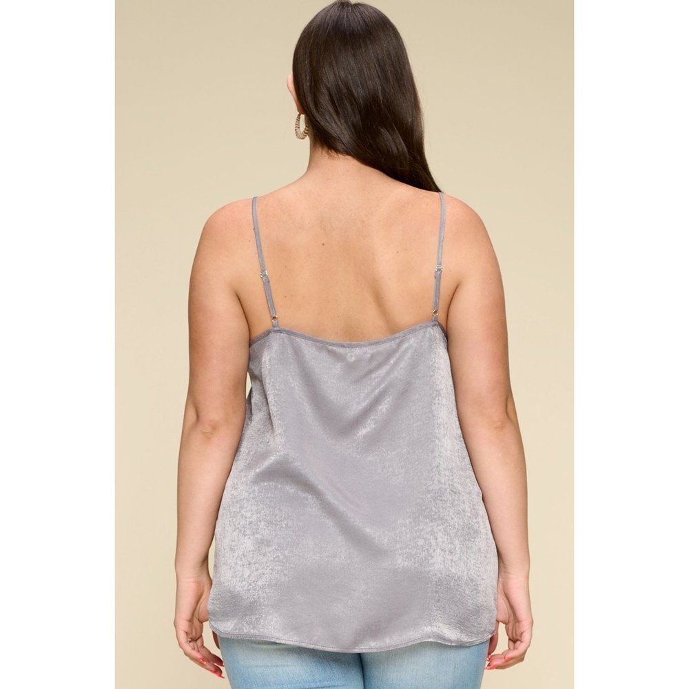 Solid Satin Sleeveless Cami Woven Tank Top - Picture 4 of 7